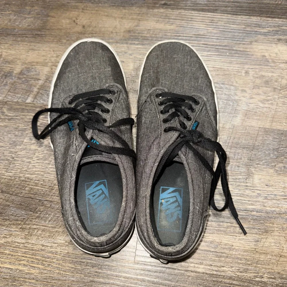 Vans Atwood Gray Chambray Canvas Low Top Skate Shoes Mens 8 Womens 9.5